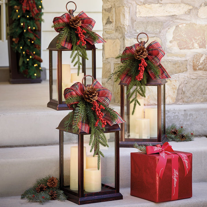 Monticello Decorated Metal Tri - Candle Lantern - Monticello Shop