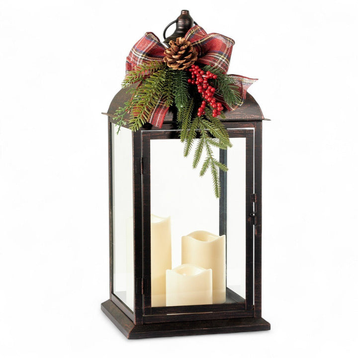 Monticello Decorated Metal Tri - Candle Lantern - Monticello Shop