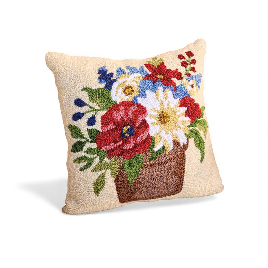 Monticello Flowerpot Hooked Pillow - Monticello Shop