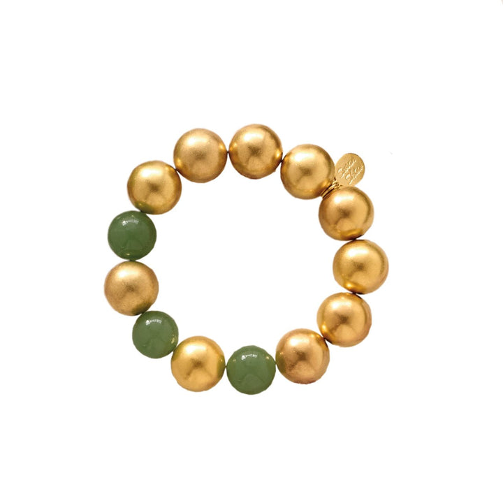 Monticello Jade & Gold Bead Stretch Bracelet - Monticello Shop
