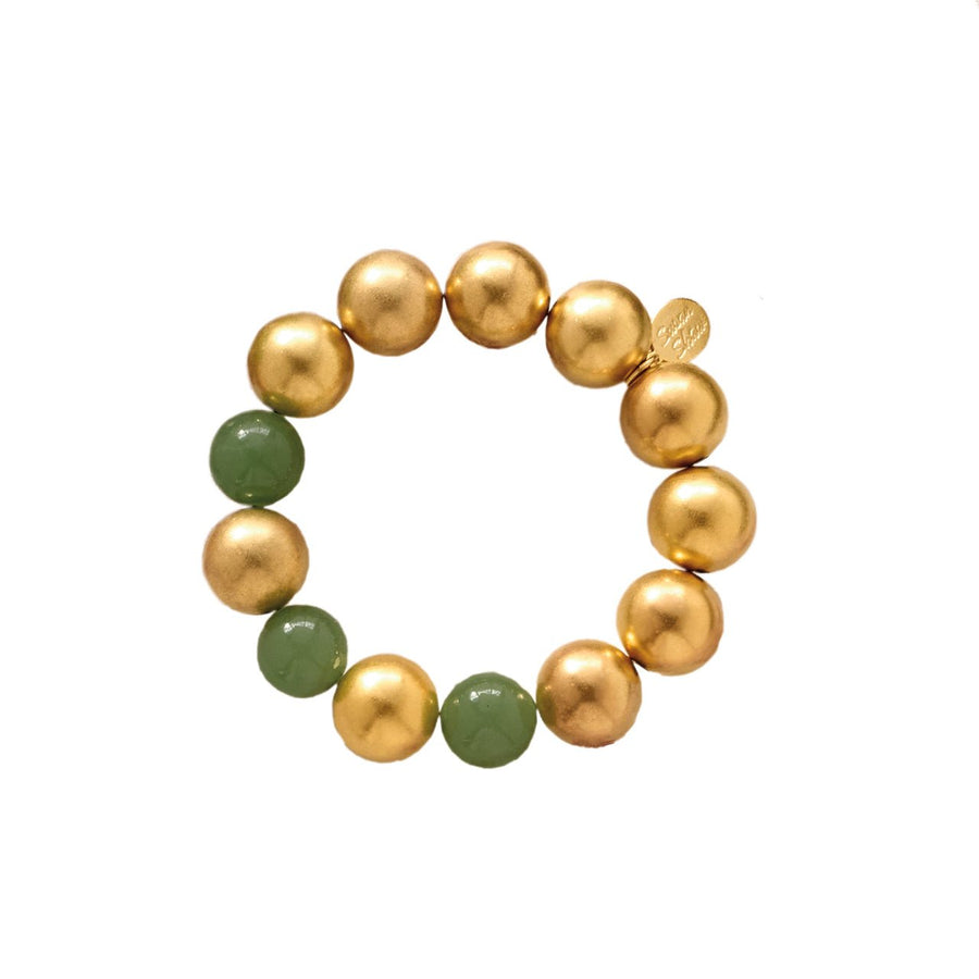 Monticello Jade & Gold Bead Stretch Bracelet - Monticello Shop