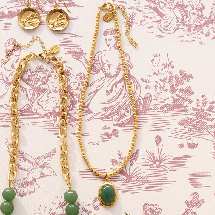 Monticello Jade Gold Beaded Necklace - Monticello Shop