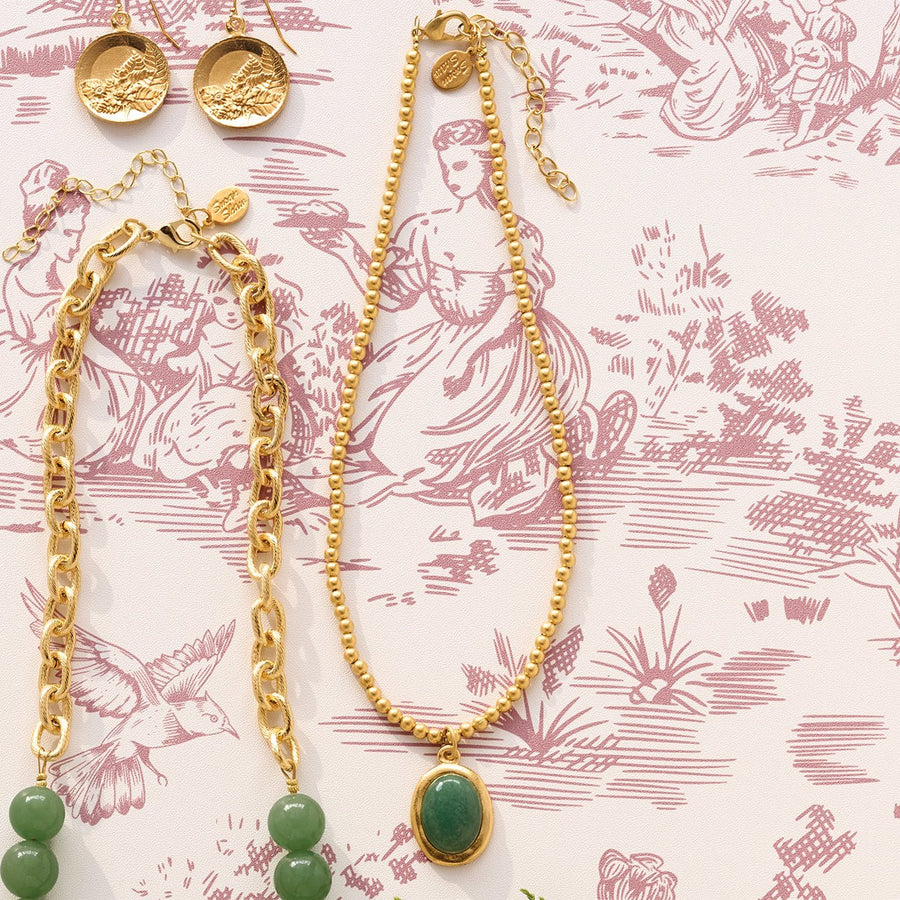 Monticello Jade Gold Beaded Necklace - Monticello Shop