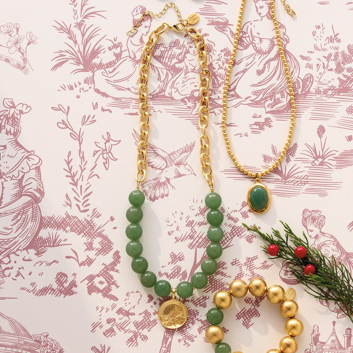 Monticello Jade Necklace with Tobacco Leaf Pendant - Monticello Shop