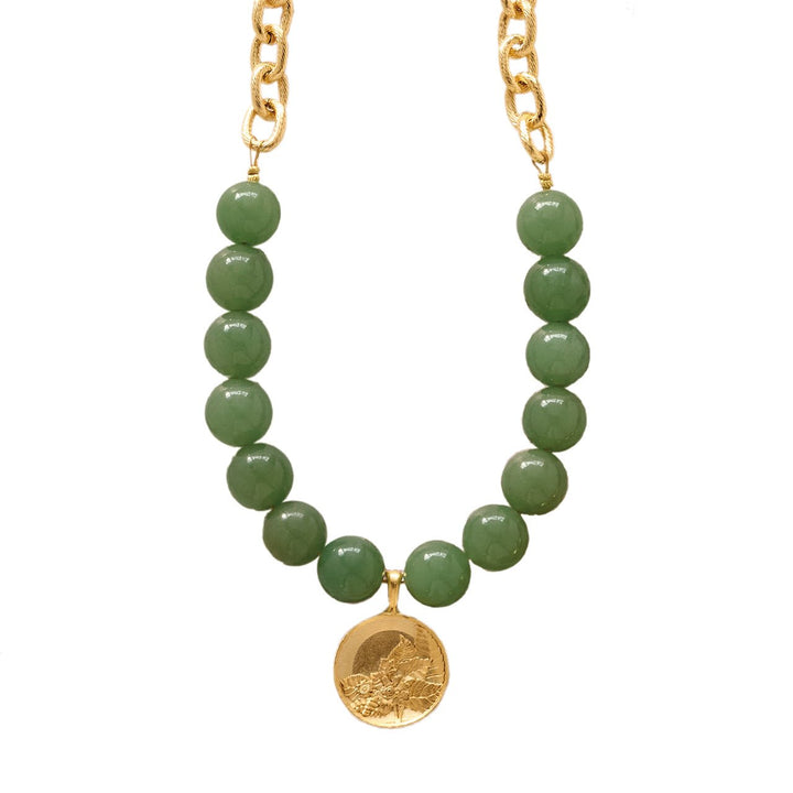 Monticello Jade Necklace with Tobacco Leaf Pendant - Monticello Shop