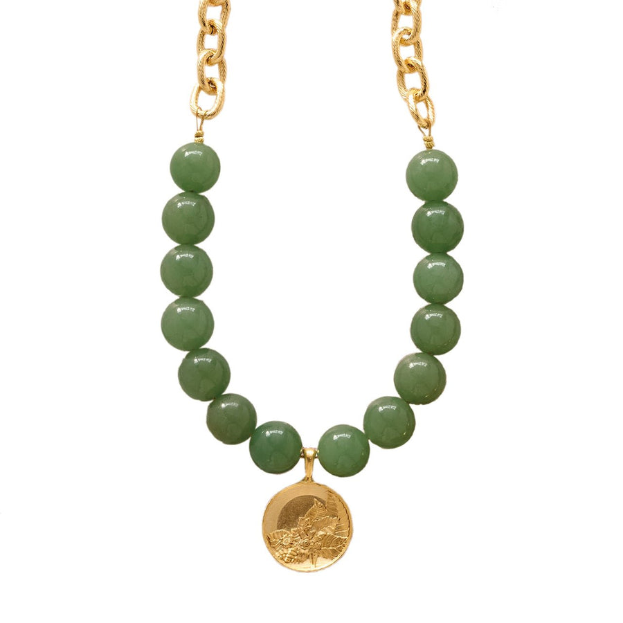 Monticello Jade Necklace with Tobacco Leaf Pendant - Monticello Shop