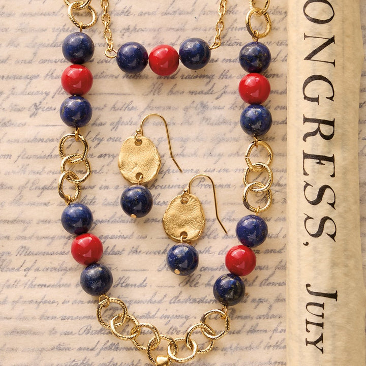 Monticello Lapis Earrings with Declaration of Independence Scroll - Monticello Shop