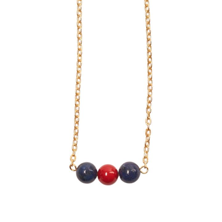 Monticello Lapis & Red Coral Bead Necklace - Monticello Shop