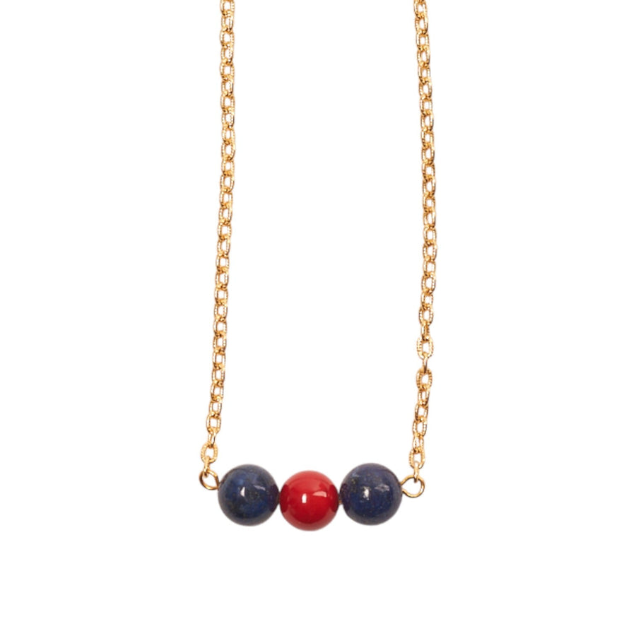 Monticello Lapis & Red Coral Bead Necklace - Monticello Shop