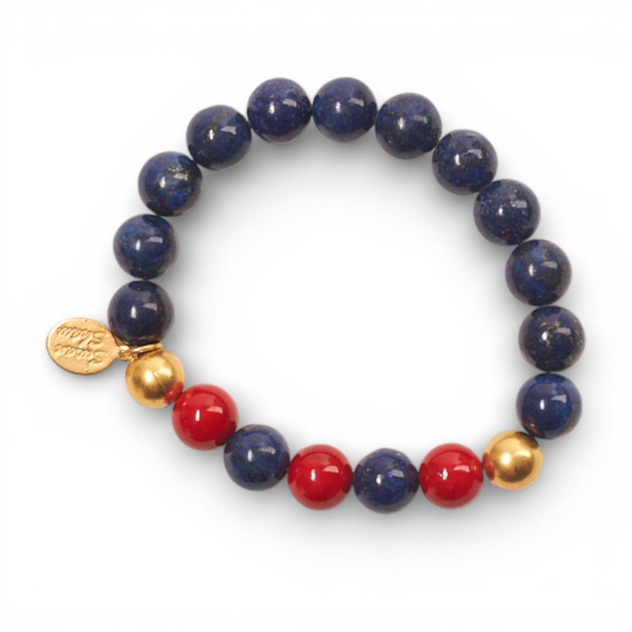 Monticello Lapis & Red Coral Stretch Bracelet - Monticello Shop