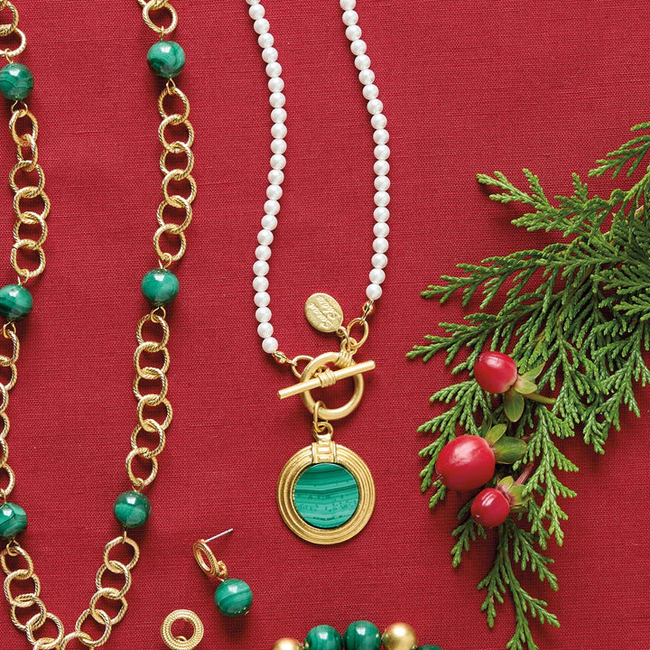 Monticello Pearl & Malachite Necklace - Monticello Shop