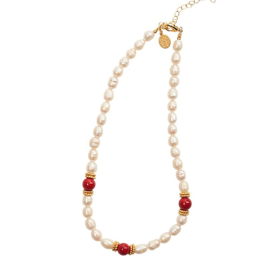 Monticello Pearl & Red Coral Necklace - Monticello Shop