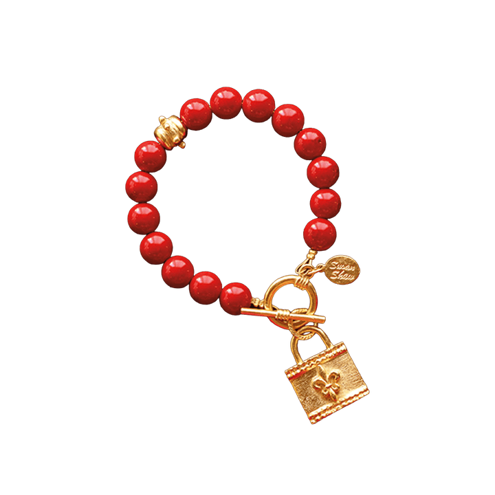 Monticello Red Coral Fleur De Lis Bracelet - Monticello Shop