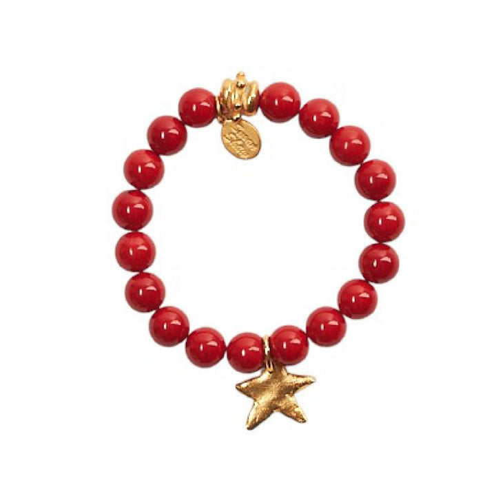 Monticello Red Coral Star Stretch Bracelet - Monticello Shop