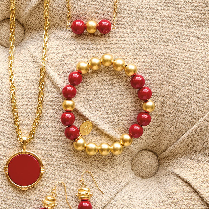 Monticello Red Coral Stretch Bracelet - Monticello Shop