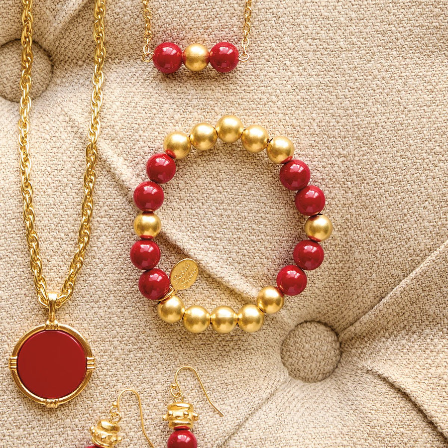 Monticello Red Coral Stretch Bracelet - Monticello Shop