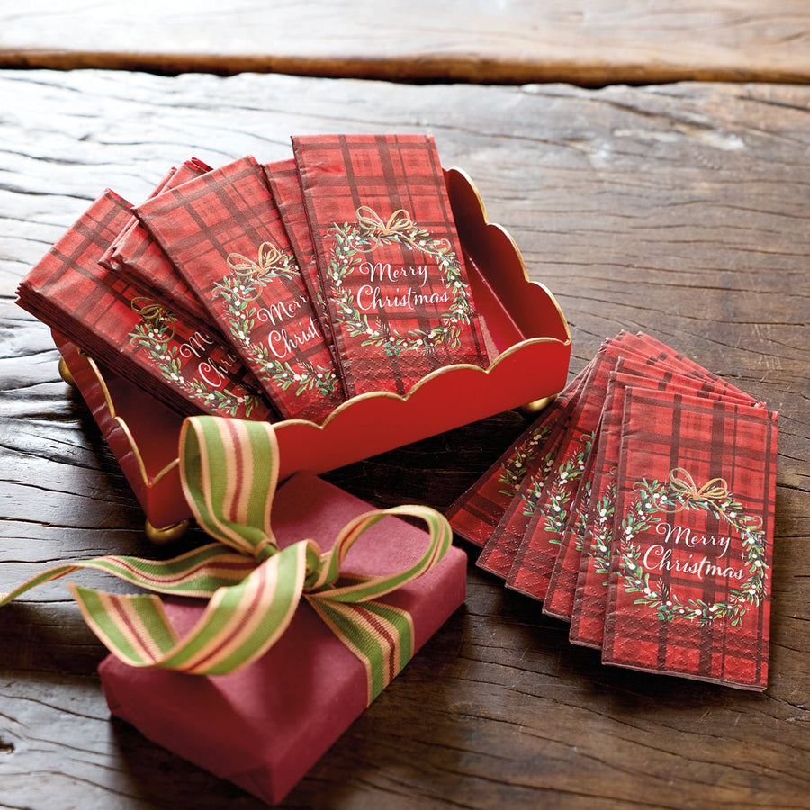 Monticello Red Scalloped Tray & Napkins - Monticello Shop