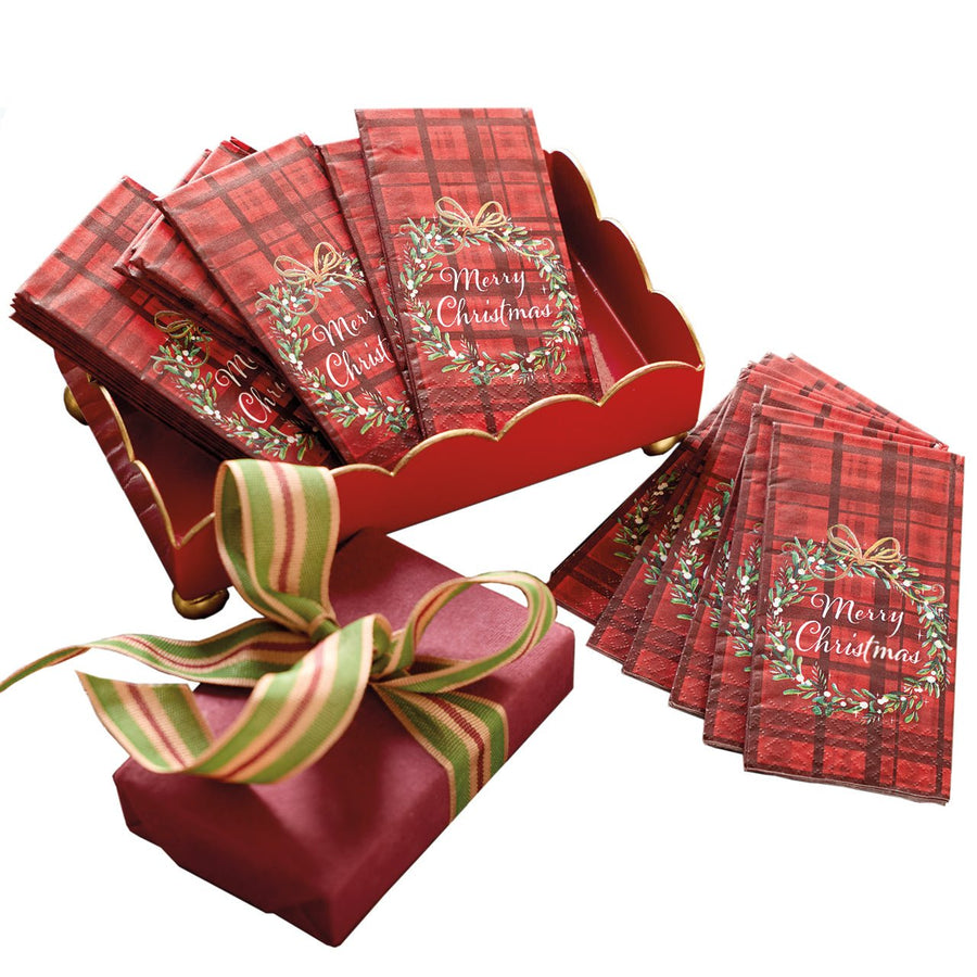 Monticello Red Scalloped Tray & Napkins - Monticello Shop