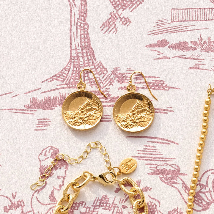 Monticello Tobacco Leaf Plate Earrings - Monticello Shop