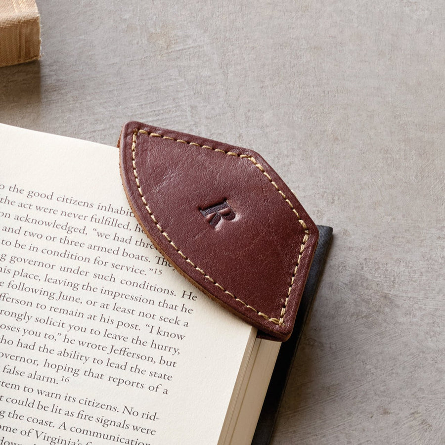 Personalized Fine Leather Corner Bookmark - Monticello Shop