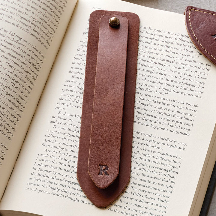Personalized Fine Leather Double Bookmark - Monticello Shop
