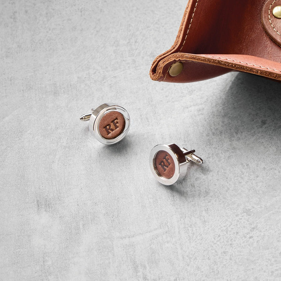 Personalized Leather Cufflinks - Monticello Shop