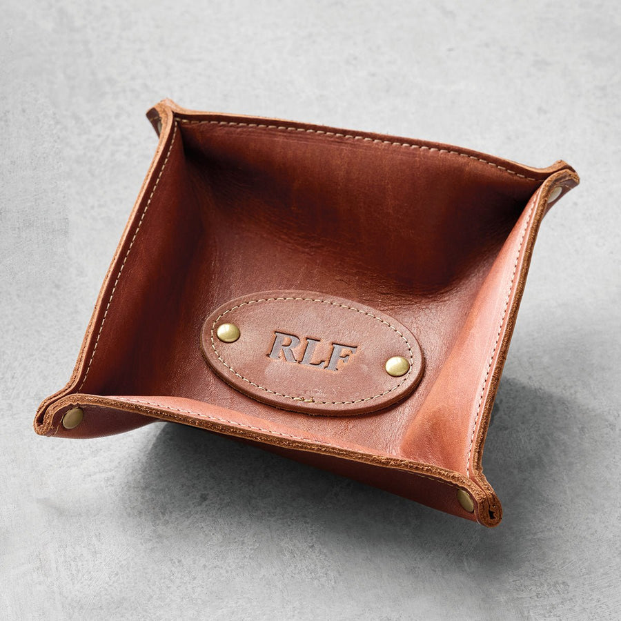 Personalized Leather Dresser Caddy - Monticello Shop