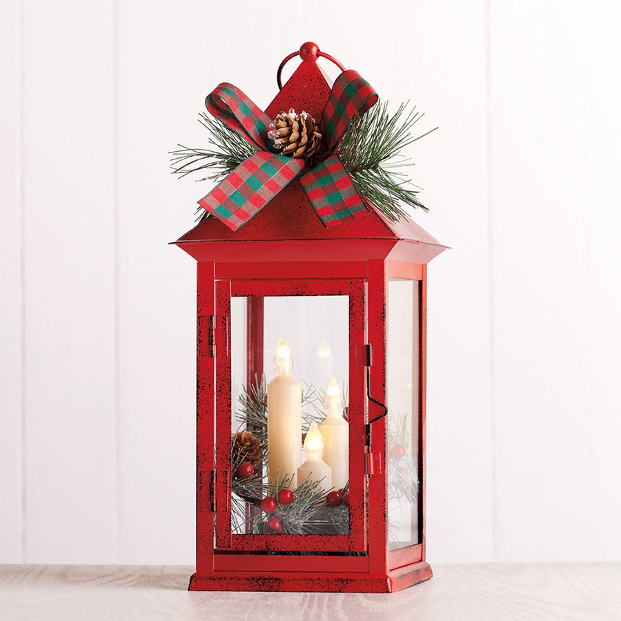 Red Decorated Candle Lantern - Monticello Shop