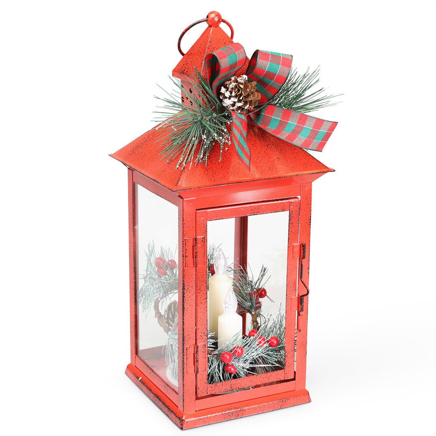 Red Decorated Candle Lantern - Monticello Shop