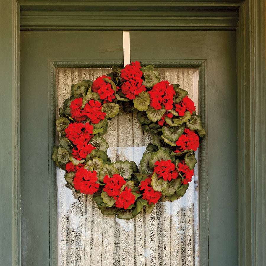 Red Geranium Wreath - Monticello Shop