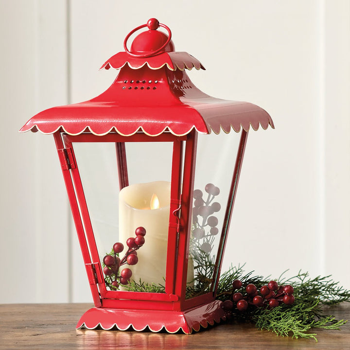 Red Scalloped Lantern - Monticello Shop