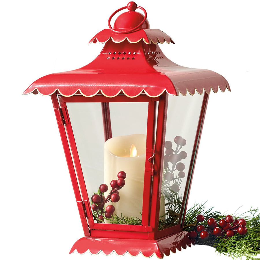 Red Scalloped Lantern - Monticello Shop