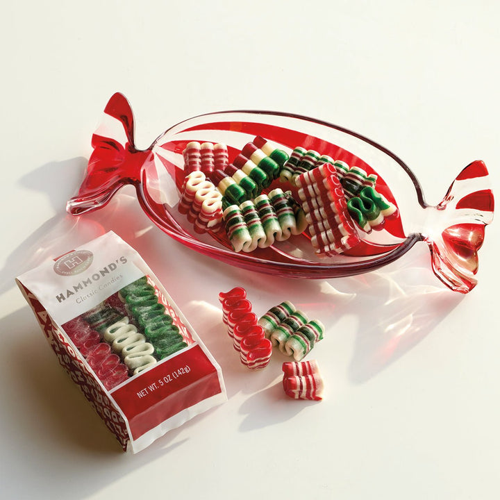 Red Striped Dish with Ribbon Candy - Monticello Shop