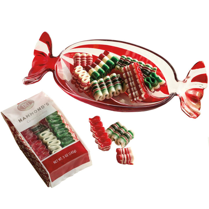 Red Striped Dish with Ribbon Candy - Monticello Shop