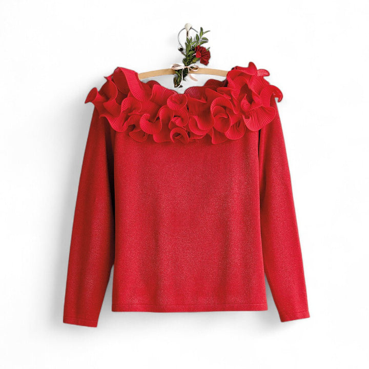 Ruffled Top Sweater - Monticello Shop