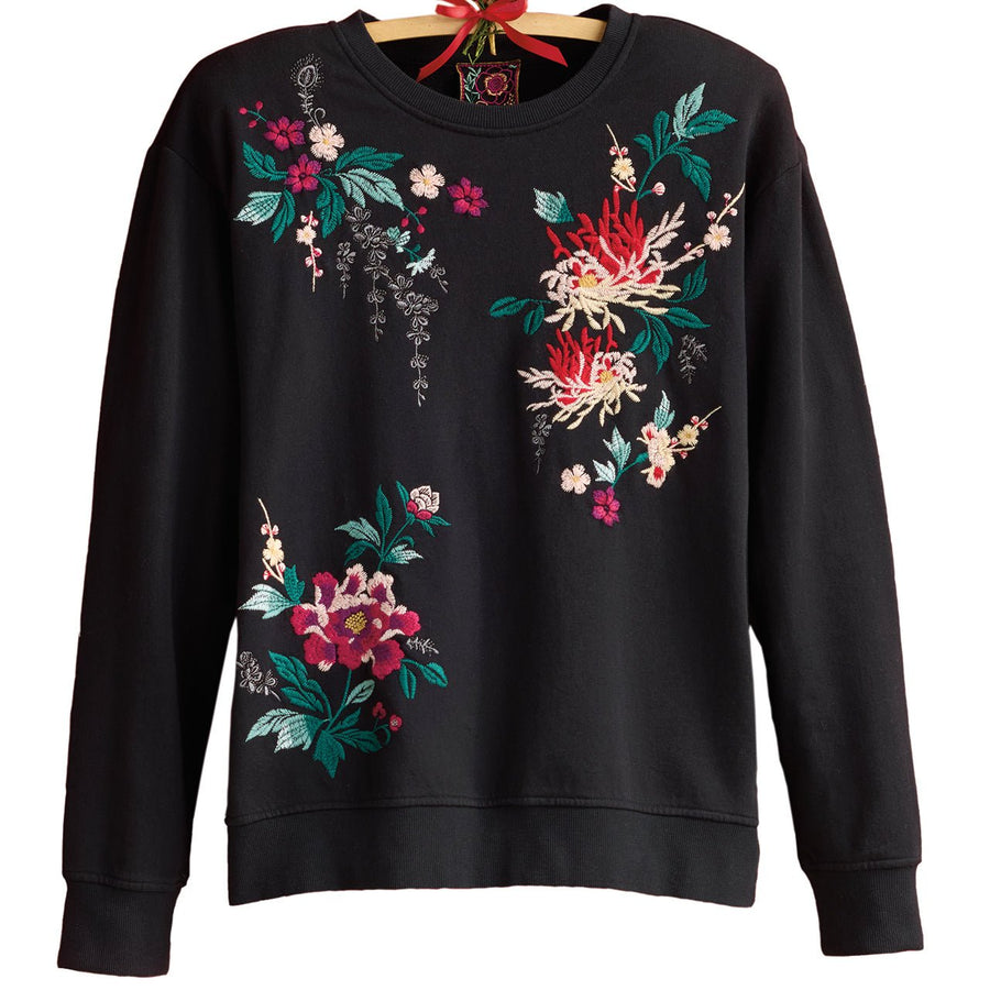 Winter Botanical Embroidered Sweatshirt - Monticello Shop