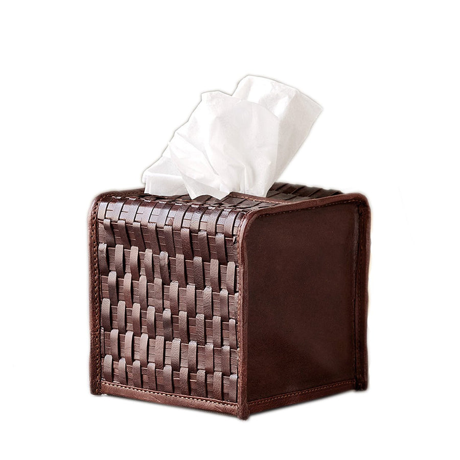 Woven Leather Tissue Box Cover - Monticello Shop