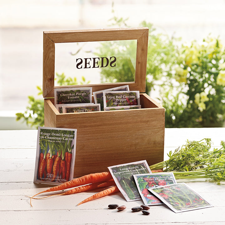Seed Packet Box with Heirloom Vegetable Seeds