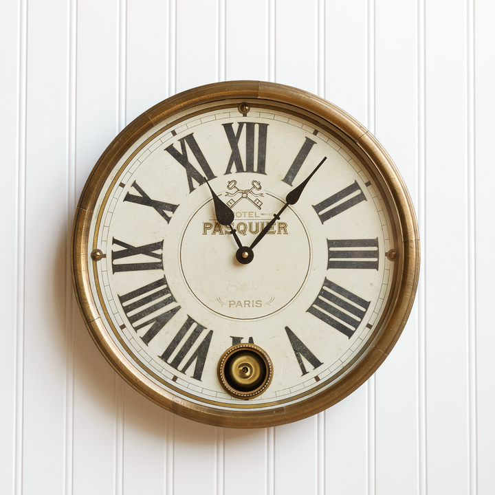Hotel Pasquier Brass Wall Clock