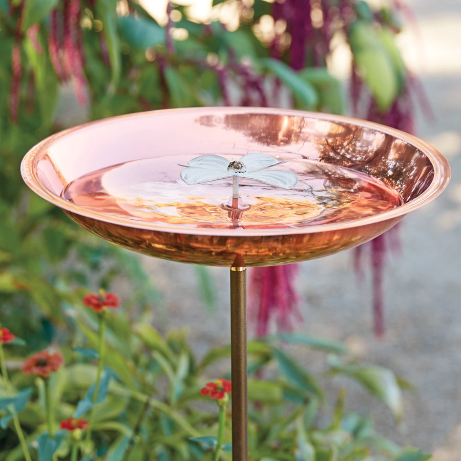 Copper Plated Dogwood Birdbath