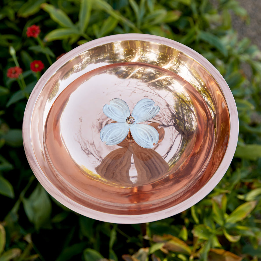 Copper Plated Dogwood Birdbath