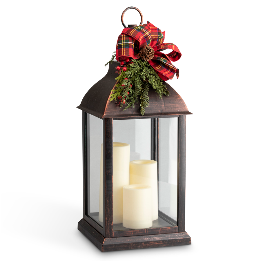 Decorated Tri-Candle Christmas Lantern