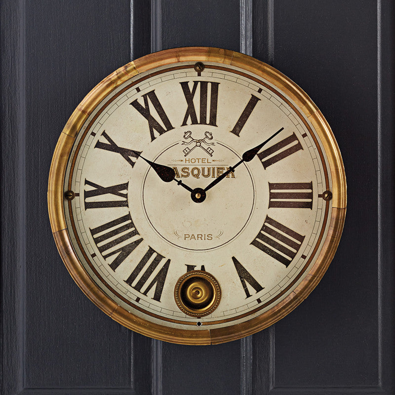 Hotel Pasquier Brass Wall Clock