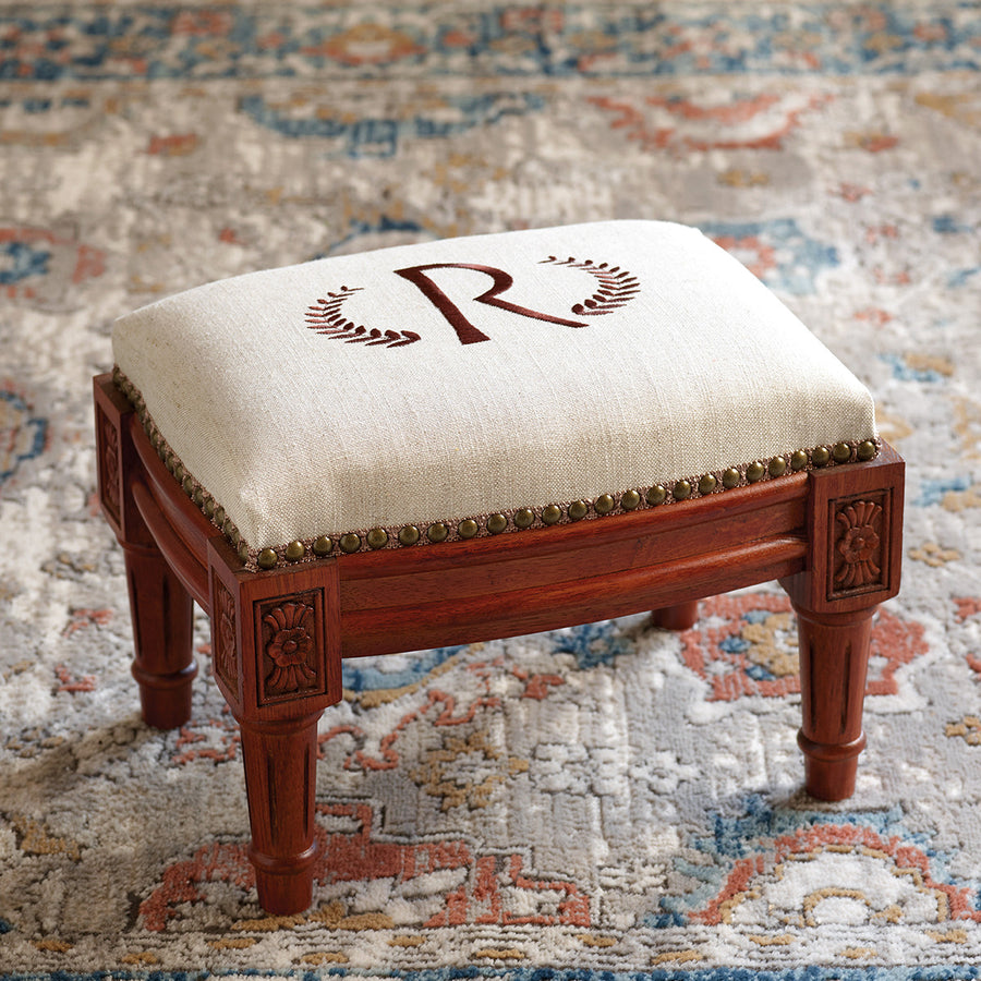 Laurel Embroidered Footstool