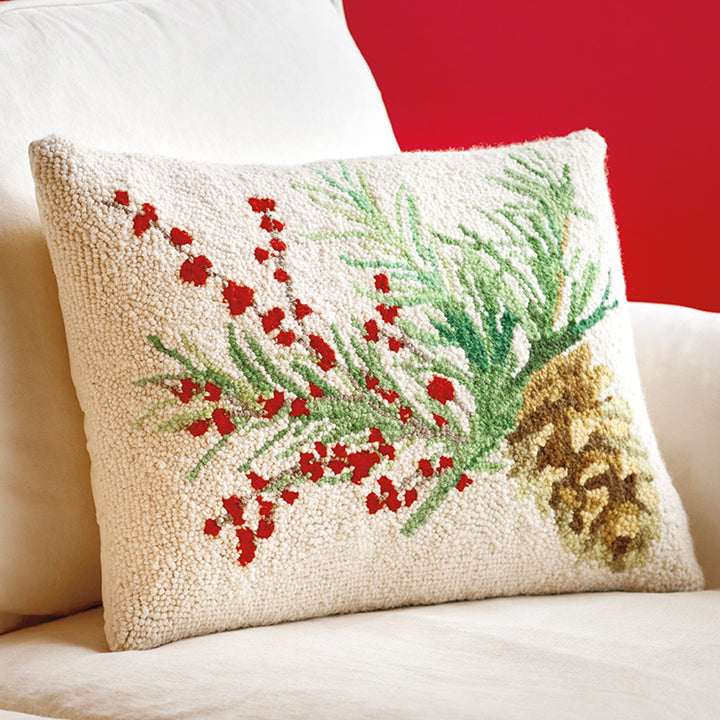 Monticello Hooked Pinecone Pillow