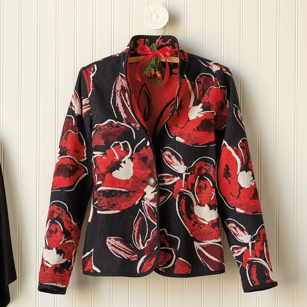 Red and Black Floral Jacket