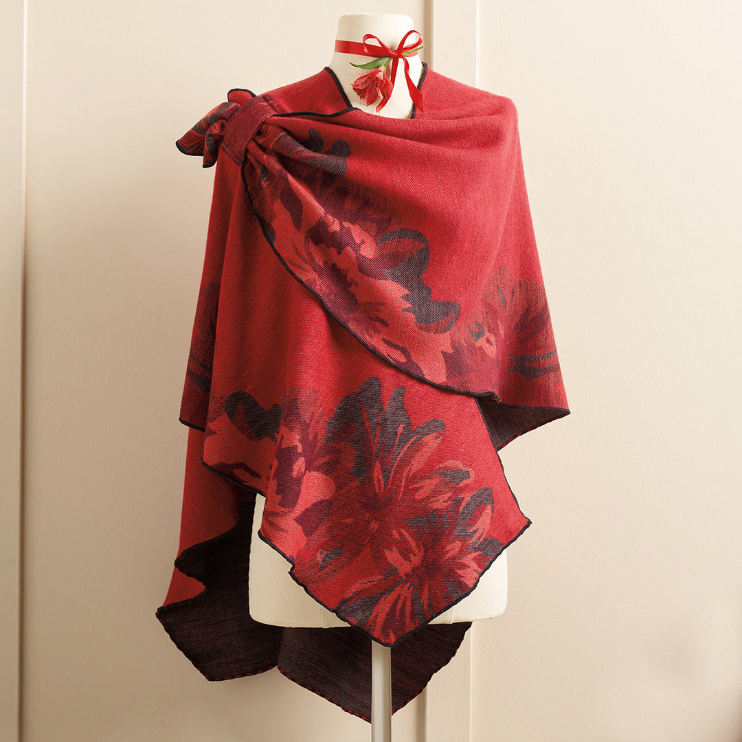 Reversible Red and Black Floral Wrap