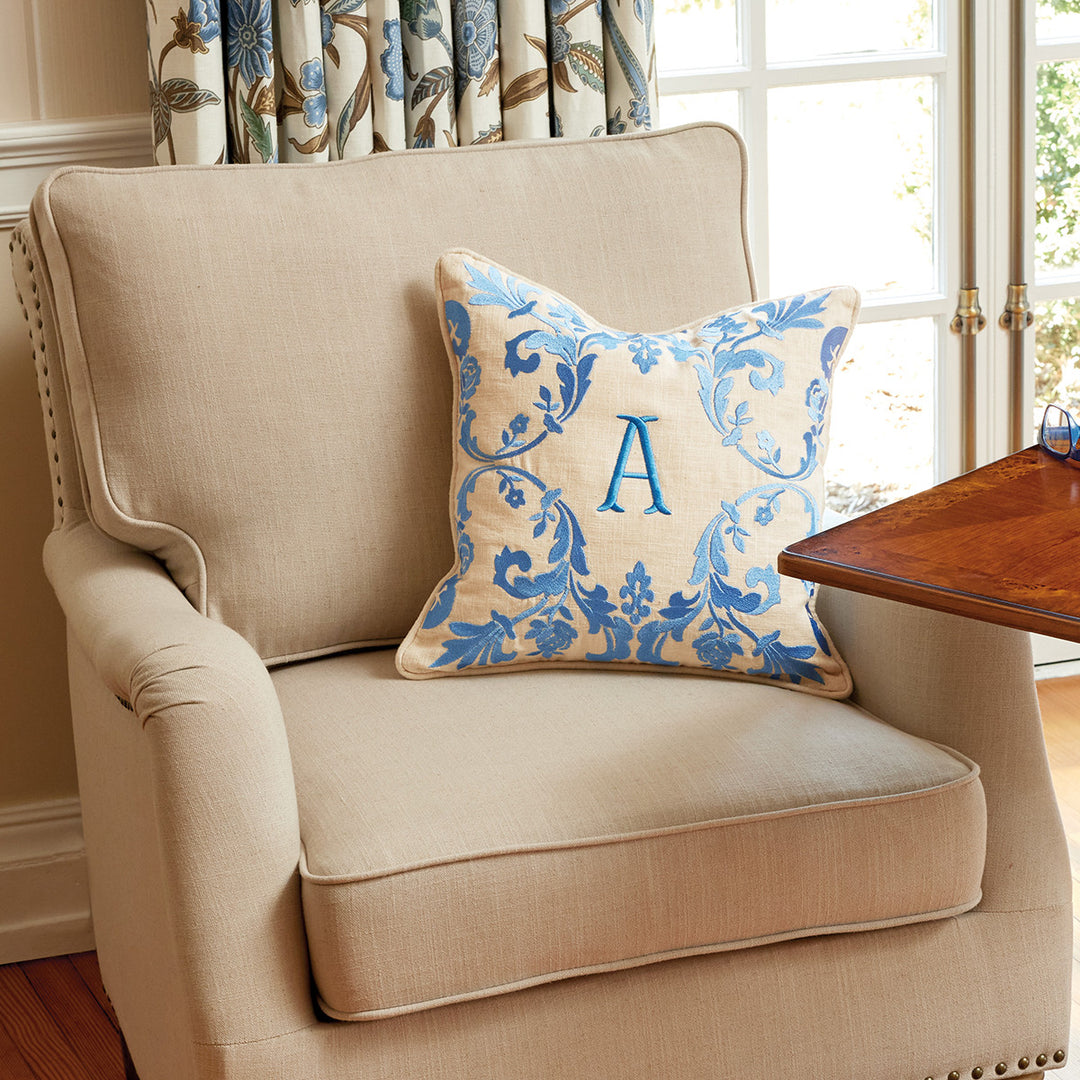 Monticello Personalized Damask Pillow