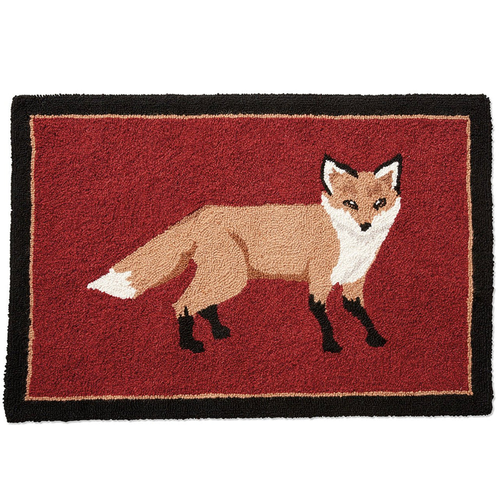 フォックス　ウールフックドマット hooked-fox-rug-