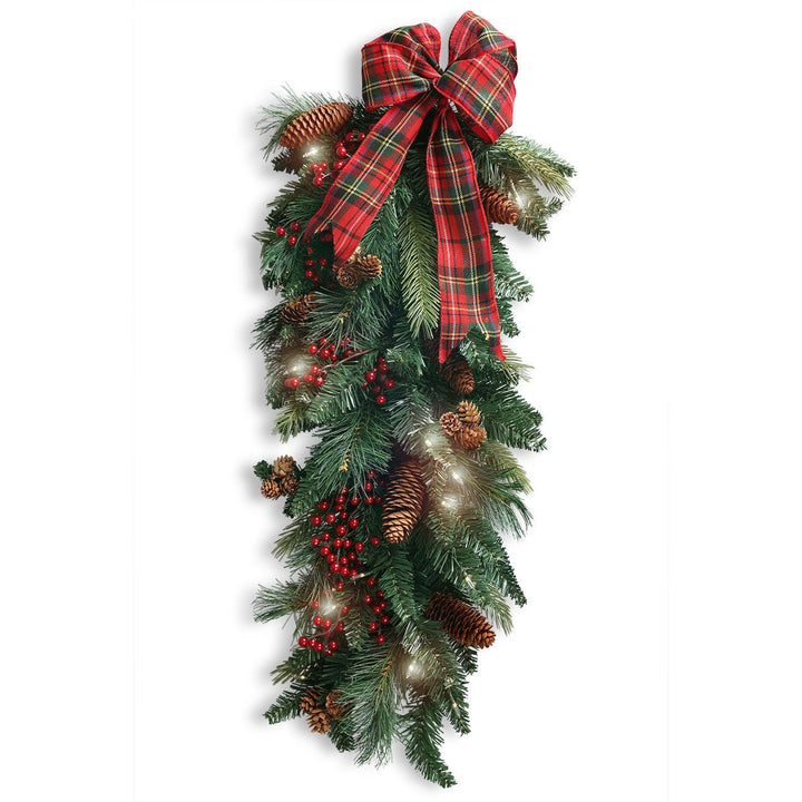 Monticello Pinecone and Berry Lighted Swag - Monticello Shop